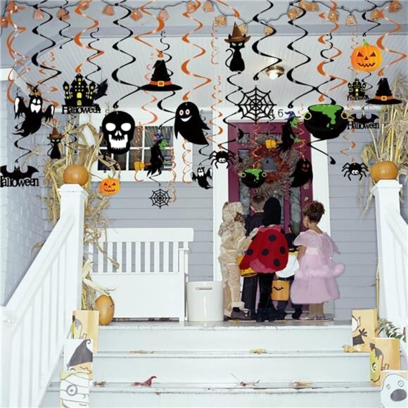 Halloween Hanging Decorations 36 PCS Ghost Pumpkin Witches Ceiling Swirls Party - Picture 2 of 7
